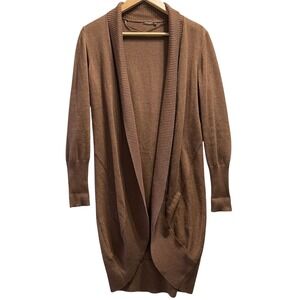 J.McLaughlin Cardigan Women Small Brown Cashmere Blend Open Front Shawl Academia